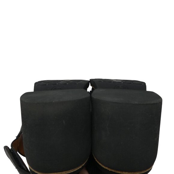 L'Amour Des Pieds Quennell Black Leather Open Square Toe Block Heel Sandals - Picture 11 of 13